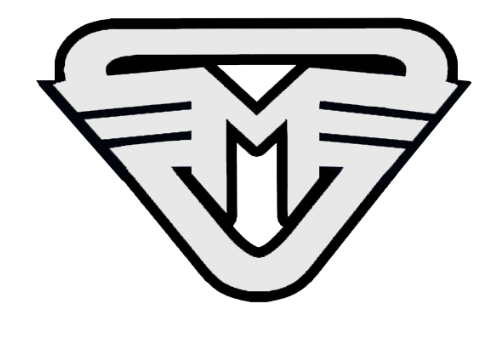 A black and white logo of the company m.