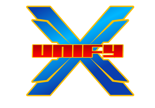 A blue and yellow logo for unify.